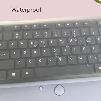 Universal Keyboard Cover for Standard Size PC Computer Desktop Keyboards, Clear Waterproof Anti-Dust Silicone Keyboard Protector Cover Skin (Size: 17.52" x 5.51")