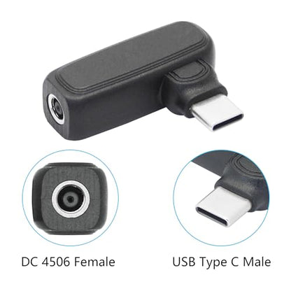 90 Degree 100W DC 4.5mm x0.6mm Power Adapter, Input 15 - 20.5V, PD Chip | Right Angle DC 4506 Female to USB Type C Male PD Plug, Built in PD Intelligent Chip Quick Identification V/A, for USB C Port - style: DC 4506 Female to USB Type c Male - 100W
