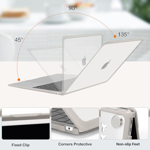 MOSISO Compatible with MacBook Air 13 inch Case M1 2018-2021, Khaki | Reduces-Fingerprints with Soft TPU Bumper Shell&Keyboard Cover for MacBook Air 13.3 M1, 2021 2020 2019 2018 A2337 A2179 A1932 - color: Khaki