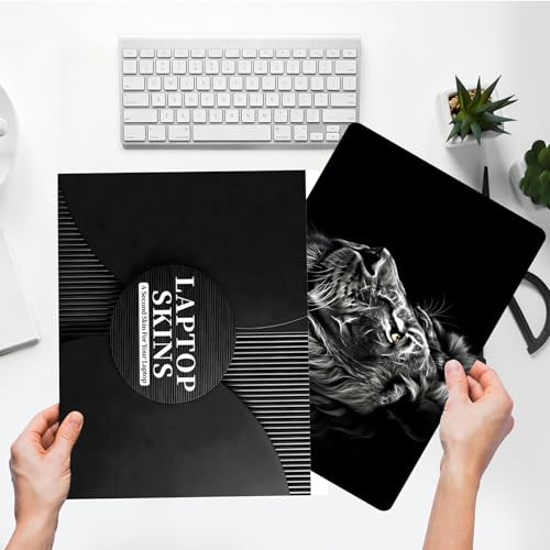 Universal Laptop Skin Sticker with 2 Wrist Pad Skins, Waterproof Scratch Resistant Vinyl Laptop Cover Decal, Cut to Fit for 11–15.6 Inch MacBook HP Dell Lenovo, Black Lion - color: Black Lion