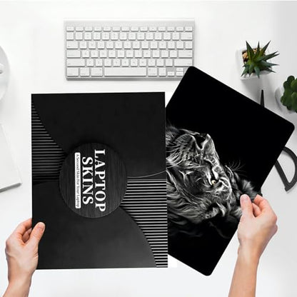 Universal Laptop Skin Sticker with 2 Wrist Pad Skins, Waterproof Scratch Resistant Vinyl Laptop Cover Decal, Cut to Fit for 11–15.6 Inch MacBook HP Dell Lenovo, Black Lion - color: Black Lion