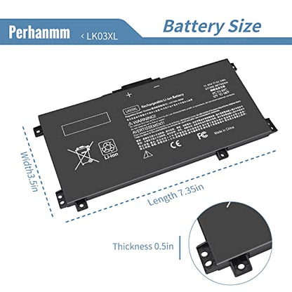 LK03XL l09281-855 Battery for HP Envy X360 15m-bp1xx 15m-bq1xx 15m-bp112dx 15m-bp111dx 15m-bp011dx 15m-bp012dx 15m-cn0011dx 15m-cn0012dx 17m-ae0xx 15-bp 15-bq 15-cn 17-ae 17-bw L09280-855 916814-855 - size: 7.35 x 3.5 x 0.5 inches LK03XL BATTERY