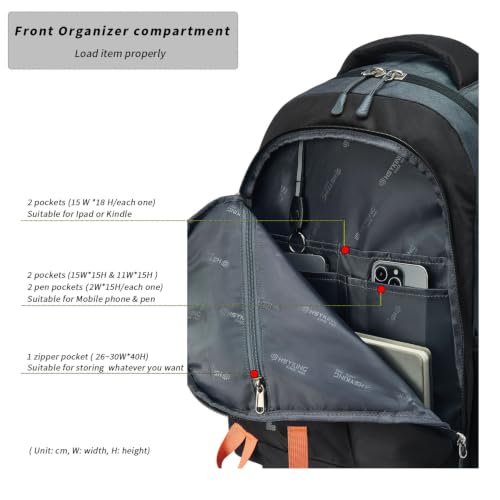20 Inches Water-resistant Rolling Laptop Backpack Wheeled Backpack for Adult, Business People and Travel Commuter Carry-on Luggage with Spinner Wheels Travel Luggage (Black, 20 Inches)