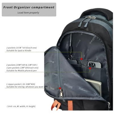 20 Inches Water-resistant Rolling Laptop Backpack Wheeled Backpack for Adult, Business People and Travel Commuter Carry-on Luggage with Spinner Wheels Travel Luggage (Black, 20 Inches)