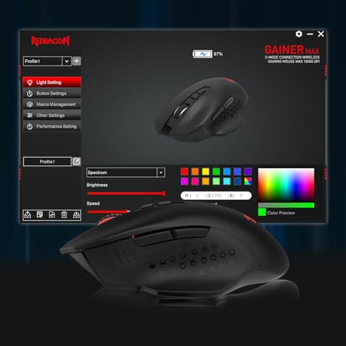 Redragon M656 MAX 3-Mode Wireless RGB Gaming Mouse 10000 DPI Remapping Keys | 0 Delay Cable-Free Dedicated for FPS Gamer, Redefine Keybinding Macro, Hyping Silky Backlight, Ergonomic Body for Any Grip - style: Tri-Mode