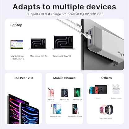 NOBIS Portable Charger 45W 20000mAh Power Bank Fast Charging | 2C+2A Battery Pack with C to C Cable, Battery Bank with Digital Display for iPhone Android Laptop etc - color: White