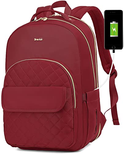 Laptop Backpack for Women 17.3" in Travel Business Work,Backpack Purse for Women School Bookbags for Girls for Personal Essentials - color: Wine, size: 17.3 inch