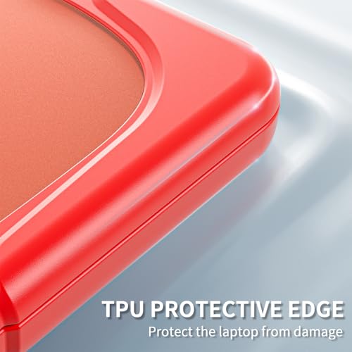 Batianda Heavy Duty Case for MacBook Neo 13 Inch 2026, Red | Fits Model A3404 A18 Pro Chip, Ergonomic Foldable Stand Holds 22lbs, TPU Bumper, Matte Translucent Shockproof Hard Shell - color: Red