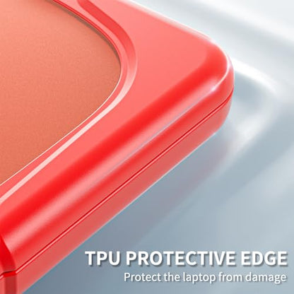 Batianda Heavy Duty Case for MacBook Neo 13 Inch 2026, Red | Fits Model A3404 A18 Pro Chip, Ergonomic Foldable Stand Holds 22lbs, TPU Bumper, Matte Translucent Shockproof Hard Shell - color: Red