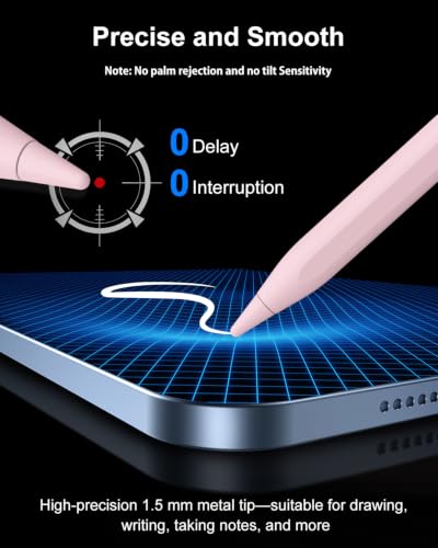DIGIROOT Stylus Pen for iPhone, High Senstivity Universal Stylus Pen, Pink | 3X Fast Charging, with LED Power Display, Magnetic Adsorption, Compatible with iPhone/Andriod/Tablet/Switch/Samsung Galaxy - color: Pink