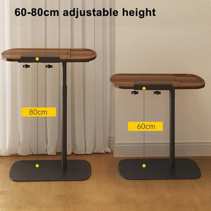 Hospital Bed Tablet Holder Adjustable Height and Angle Sofa Side Table Space-Saving C-Shaped Overbed Table with Stop for Living Room, Bedroom, Hospital(Black) - color: Black