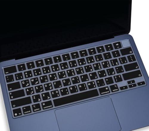 Arabic Silicone Keyboard Cover Skin Compatible with 2026 13 inch Apple MacBook Neo 13 A3404 with A18 Pro Chip, MacBook Neo 13-inch Laptop Arabic Language Keyboard Protector - Black - color: Black-Arabic, size: MacBook Neo 13" 2026+