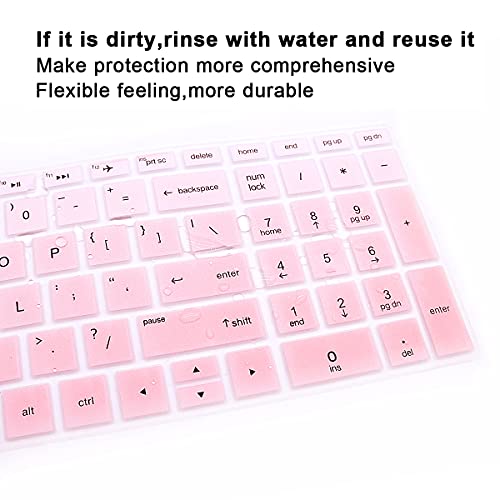 English Silicone Keyboard Cover for HP Envy x360 15.6''Series /2020 2019 Pavilion 15/Pavilion x360 15.6" Series/Envy 17 17.3" Series/Laptop 15t 17t 17-ca0011nr 17-by0040nr,Light Pink - color: Light Pink