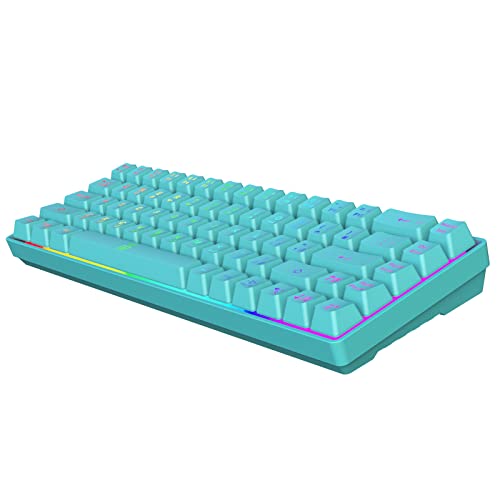 Snpurdiri 60% Membrane Gaming Keyboard,RGB Compact Wired Small Keyboard, Strong Mechanical Feel for PC/Mac Gamer, Typist, Travel, Easy to Carry on Business Trip(68 Keys,Blue) - color: Blue