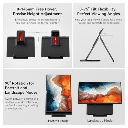 Blackview 24" Large Portable Monitor,1080P FHD 100Hz IPS Laptop Monitor Extender with Rotating Stand & VESA, Built-in Speakers, Portable Second Screen with USB-C HDMI for Work Gaming Office Home - size: 24"