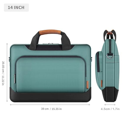 DOMISO 13.5-14 inch Laptop Bag Business Briefcase 14 inch Laptop Carrying Case Shoulderbag for MacBook Pro 14 Inch 2021 Model A2442 with M1 Pro/ M1 Max Chip & Touch ID,Green - color: Green, size: 13.5 - 14 Inch