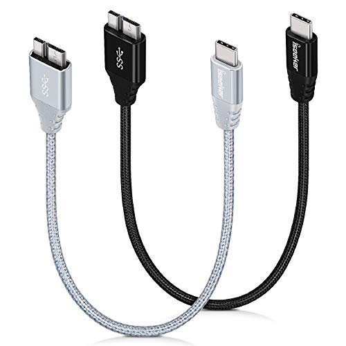 iSeekerKit Short USB 3.0 Type-C to Micro-B Data Cable 1ft Compatible Chromebook Pixel to Connect Toshiba Canvio, WD Elements, Seagate Expansion External Hard Drive | Compatible Chromebook Pixel to Connect Toshiba Canvio, WD Elements, Seagate Expansion Ext