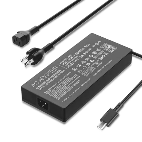 240W 20V 12A Laptop Charger for ASUS Rog Zephyrus G14 G16 Power Supply Cord | GU605 GA605 GA403 Flow Z13 GZ302 TUF A14 A16 A18 FA401 Gaming V16 V3607 ProArt PX13 P16 Rectangle Conn Fast charging Adapter