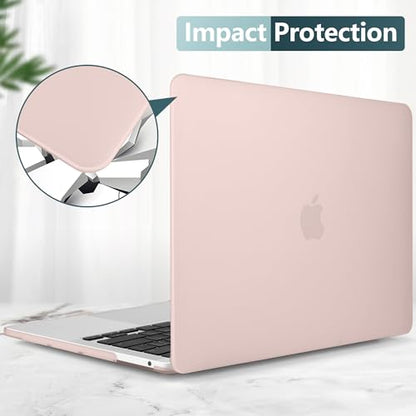 for MacBook Pro 13 inch Case 2023 2022 2021 2020 Release Model: A2338 M2/M1 A2289 A2251 with Touch Bar & Touch ID, Frosted Matte Plastic Hard Shell Case & Keyboard Cover, Chalk Pink - color: Chalk Pink