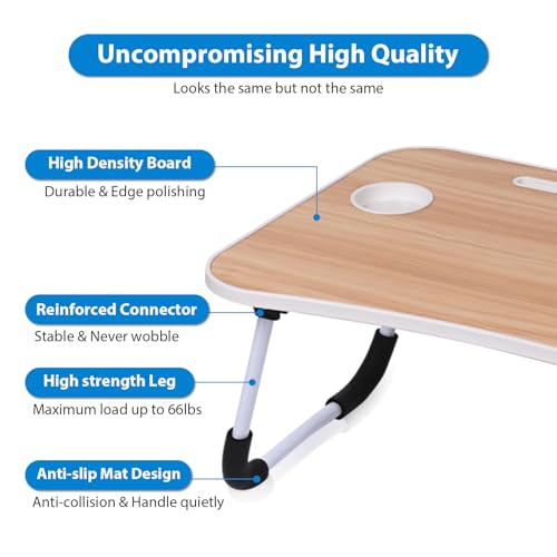 Lap Desk - Foldable Lap Desk with Storage Drawer, Cup Holder & Tablet Slot & DC USB Ports, Versatile Bed Desk, Bed Tray(23.6" L x 15.7" W x 10.6" H,Pink) - color: Pink
