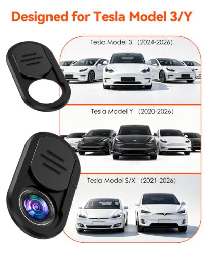 Tesla Model 3/Y Interior Camera Cover Slide | Metal Camera Privacy Protector, Front Cabin Camera Blocker Cover, Vertical Design Anti-Peeping Guard, No Block IR for FSD