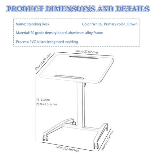 Height Adjustable Laptop Desk, Sit Stand Desk for Office, Foldable Flippable Sofa Side Table, Mobile Laptop Table, Easy to Install(Primary Color) - color: Primary Color