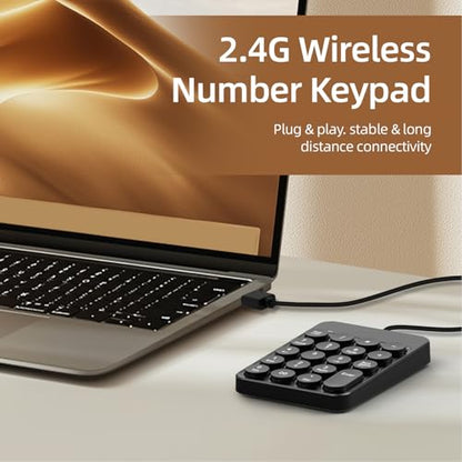 FILFEEL USB Wired Number Pad 19 Key Ergonomic Numeric Keypad with Round Keycaps for Laptop – Portable Desktop Calculator Keyboard for Accounting Finance Spreadsheets