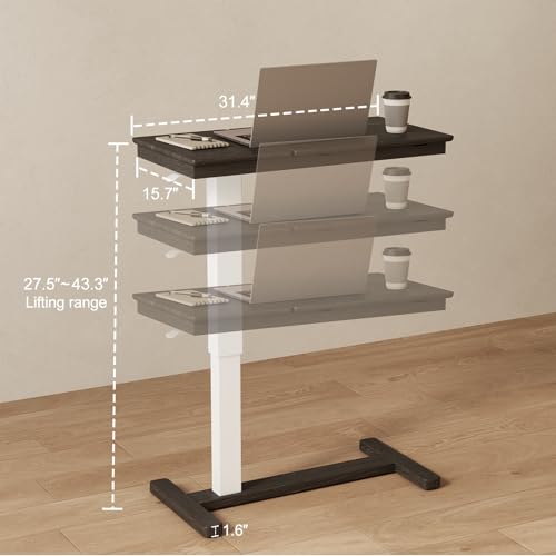 Solid Wood Overbed Bedside Table with Wheels,Tilt Top Hospital Bed Table Adjustable Over the Bed,Rolling Bed Desk for Hospital and Home Use (Black) - color: Black