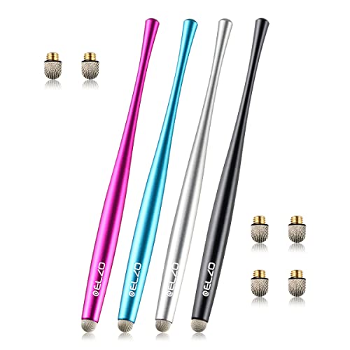 Elzo Capacitive Stylus Pens Premium Metal Slim Combo 4 Pcs Tips for All Touch Screens iPad & Android Tablets DELL/Samsung/HP/Asus/Surface/Samsung/iPhone/LG (Black, Silver, Light Blue & Rose Red) - color: Black, Silver, Rose red, Light Blue, size: Standard
