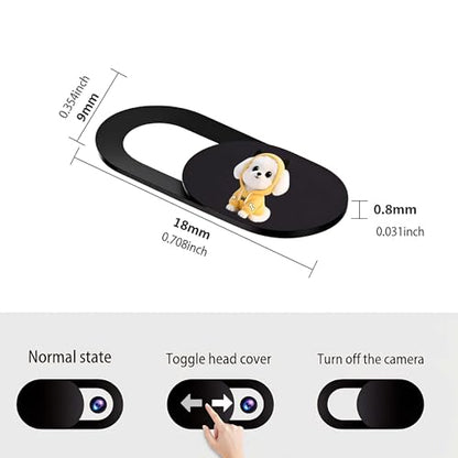 3pcs Plastic Camera Cover Webcam Cover Adorable Puppy Shutter Slider for PC Laptops Phone Lens Sticker for Privacy Protection. Ideal Gift for Christmas, Birthday, Anniversary Day