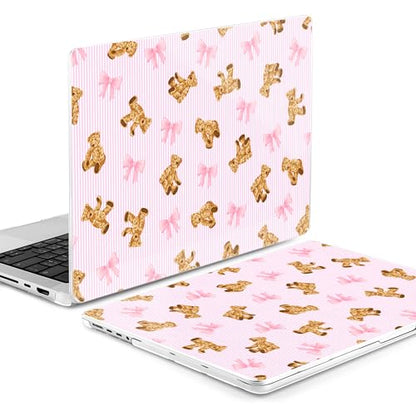 MEEgoodo Compatible with MacBook Pro 14 inch Case (M5/M4/M3/M2/M1) Pro/Max 2026 2025 2024 2023 2021, Case Fit Model A3427/A3426/A3434/A3112/A3401/A3185/A2918/A2992/A2779/A2442, Bear&Cute Ribbon - color: Bear&Cute Ribbon
