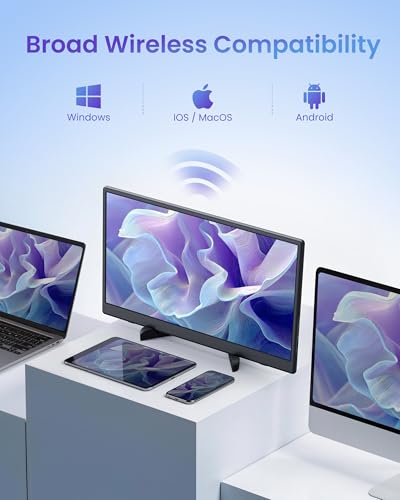 15.6 inch Wireless Portable Monitor for Laptop Support AirPlay Miracast | FHD 1080P IPS Display,USB-C & HDMI,G-Sensor Auto-Rotate,Plug & Play,Travel Monitor Compatible with PC,Phone,PS4/5,Xbox,Switch - size: 15.6 inch W-2