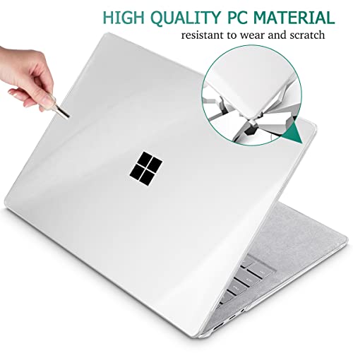 May Chen Case for 13.5" Microsoft Surface Laptop 3/4/5 with Alcantara Palm Rest Model 1867 1958 1959 (2019 2021 2022), Plastic Hard Shell Case with Keyboard Cover + Screen Protector, Crystal Clear - color: Crystal Clear