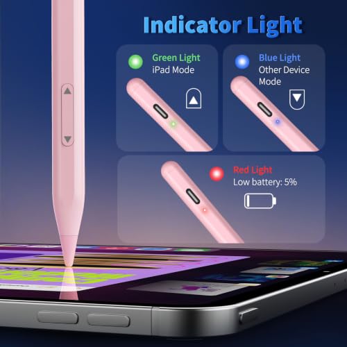 Universal Stylus Pen for iPhone, 2X Fast Charge Stylus Pencil for ipad | Compatible with iPhone, Apple ipad Pro Air Mini, Android, Tablet, All Touchscreen,Pink - color: pink