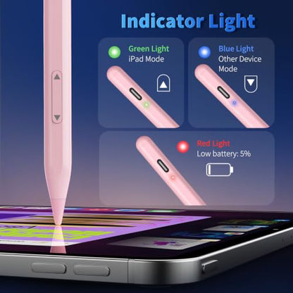 Universal Stylus Pen for iPhone, 2X Fast Charge Stylus Pencil for ipad | Compatible with iPhone, Apple ipad Pro Air Mini, Android, Tablet, All Touchscreen,Pink - color: pink