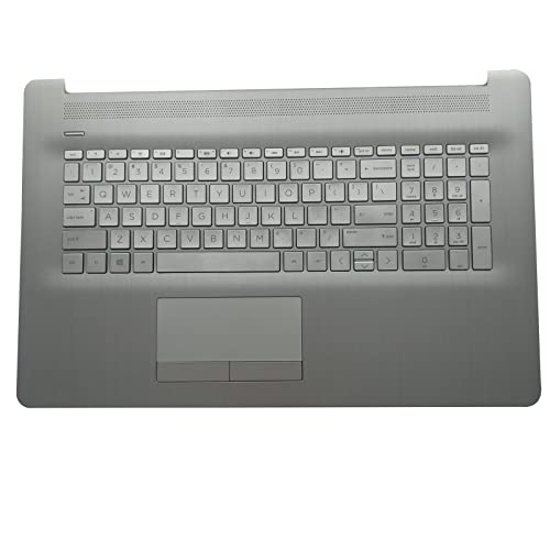 Replacement for HP 17 by 17-by 17CA 17-CA Laptop Upper Case Palmrest Non-Backlit Keyboard Touchpad Assembly Non-ODD Part L26986-001 6070B1308113 Top Cover Sliver 2020 Year