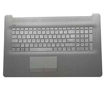 Replacement for HP 17 by 17-by 17CA 17-CA Laptop Upper Case Palmrest Non-Backlit Keyboard Touchpad Assembly Non-ODD Part L26986-001 6070B1308113 Top Cover Sliver 2020 Year