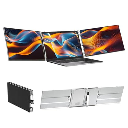 14" Portable Dual Monitor for 13.3-16 Inch Laptops | Aluminum Alloy Folding Screen Extender to Create Triple Display, Plug & Play (USB-C/Mini H/D) for Work, Travel, Home - size: 14 Inch