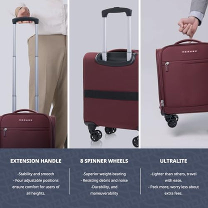 Verage Underseat Carry On Luggage with Wheels, 14.5-Inch Spinner Small Suitcase, Softside Lightweight Travel Bag for Men and Women, Airplane Carry On Bag, Burgundy Red - color: Truffle Red, size: Basic Underseat