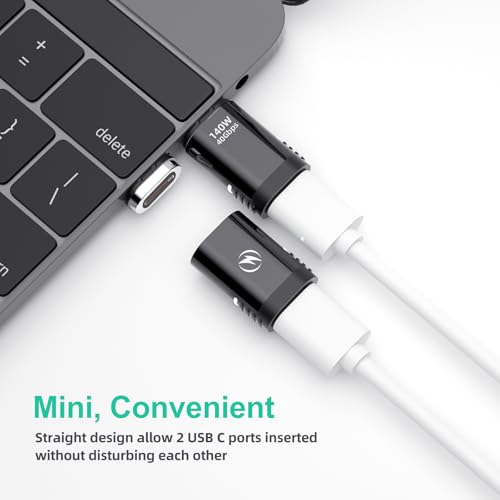 140W USB C Magnetic Adapter2 Pack, 24 Pin Straight 8K 60Hz USBC 4 40Gbps | Magnetic USB C Adapter for iPhone 17/16/15 Series, Straignt, Thunderbolt 4/3, MacBook Pro/Air and Sumsung Type C Devices - style: Straight