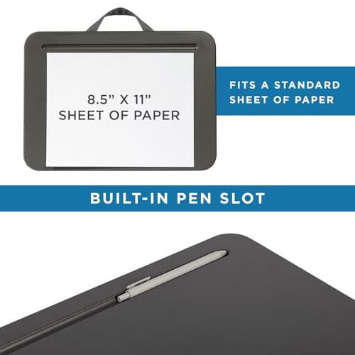 LAPGEAR Compact Lap Desk – Charcoal, Fits 14" Laptops | Microbead Cushion, Built-In Pencil Slot, Carry Handle, Fits Standard Letter-Size Paper (8.5" × 11") - color: Charcoal, size: 14″ Laptop (Compact)