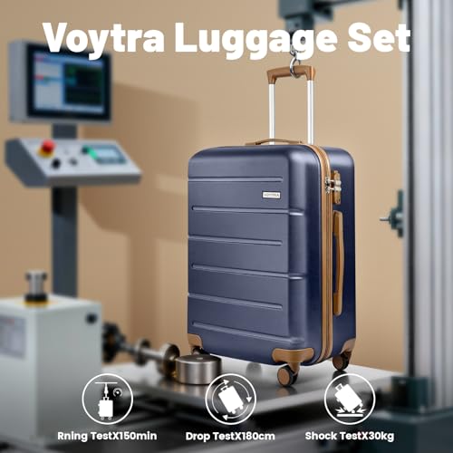3-Piece Luggage Set with 20” Carry On Luggage 22x14x9 Airline Approved, Hardside Suitcase with Spinner Wheels & TSA Lock, Travel Suitcase for Business Trips & Weekend Getaways (Navy) - color: Blue, size: 3 Piece Set (20/DB/TB)