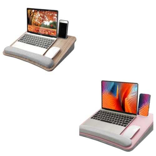 HUANUO Laptop Lap Desk - Portable Lap Desk with Pillow Cushion, Fits up to 15.6 inch Laptop, with Anti-Slip Strip & Storage Function for Home Office Students Use as Computer Laptop Stand