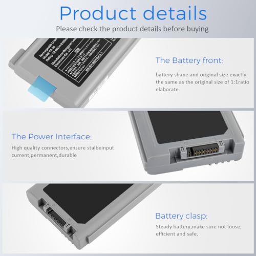 TREE.NB CF-30 Laptop Battery Replacement for Panasonic Toughbook Cf-30 Cf-31 Cf-53 CF-VZSU46 CF-VZSU46S CF-VZSU46U CF-VZSU46R CF-VZSU46AU CF-VZSU71U CF-VZSU72U 10.65V 87W 9cell - size: 6.46x3.19x0.79inch CF-30