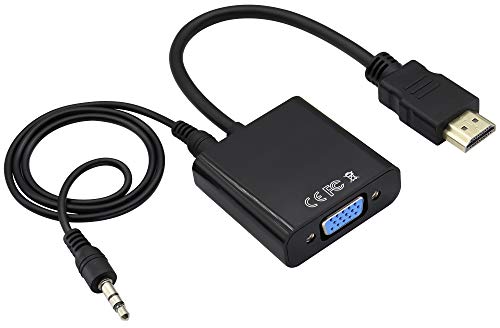HDMI to VGA Adapter with 3.5mm Aux Audio Port Gold-Plated Connectors Audio Cable for Computer, Desktop, Laptop, PC, Monitor, Projector, HDTV, Chrome Book, Raspberry Pi, Roku, Xbox (VGA F/M) - color: VGA F/M