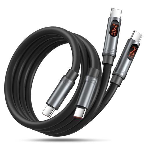 USB C to USB C Cable, 240W Fast Charging Type C Charger Cord with LED Display for MacBook Pro iPhone 17 16 Pro Max 15 iPad Air5 USB-C Laptops Galaxy S26 S25 Ultra Android Phones, 4ft 2-Pack - size: 4ft