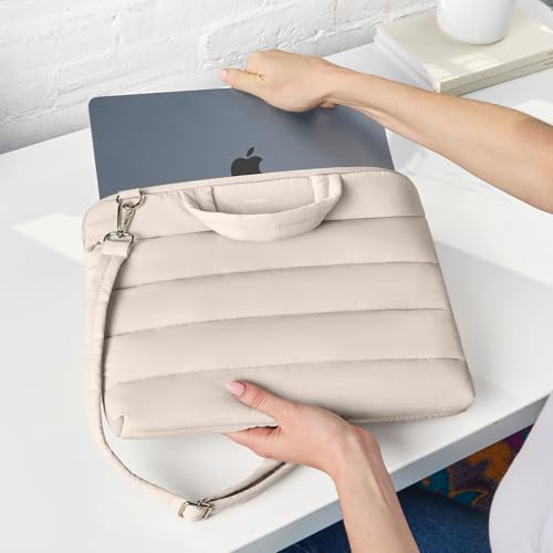 Vandel 15-16 inch Laptop Carrying Case Sleeve w. Strap, Shoulder Bag Handle | Fits Macbook Air 15, Macbook Pro 16 Carrying Case, 16 in Laptop Computer Bag for Women,15.6 in HP, Dell Messenger - color: 1. Sand, size: 15-16 Inch