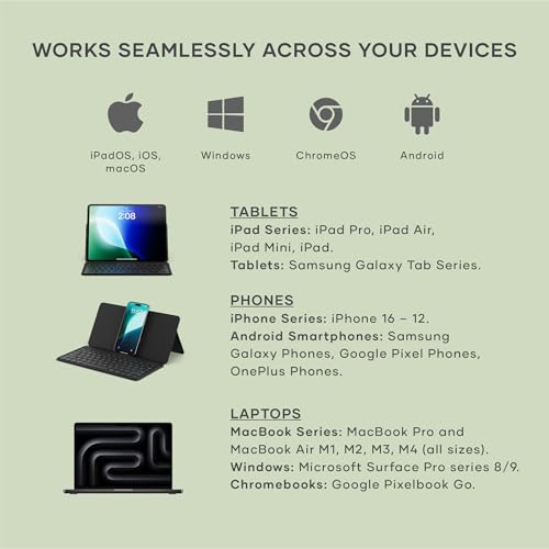 Satechi OntheGo Bluetooth Keyboard, Connect Up to 3 Devices, Tablet, Black | Adjustable stand, USB-C rechargeable battery, compact & portable, for iPad, tablet - color: Black