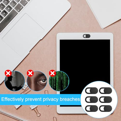 50 PCS Webcam Cover Slide Black Phone Camera Covers, 0.023 Inch Ultra-Thin Universal Laptop Camera Cover Slide Webcam Protects Your Privacy & Security for Laptop, Desktop, Smartphone, Cell Phone