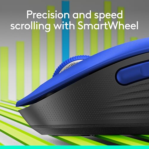 Logitech Signature M650 L Full Size Wireless Mouse - Classic Blue | Large Sized, 2-Year Battery, Customizable Side Buttons, Bluetooth, Compatible with PC, Mac, Multi-Device, Chromebook - color: Classic Blue